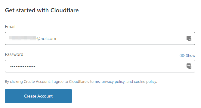 création d'un compte cloudflare